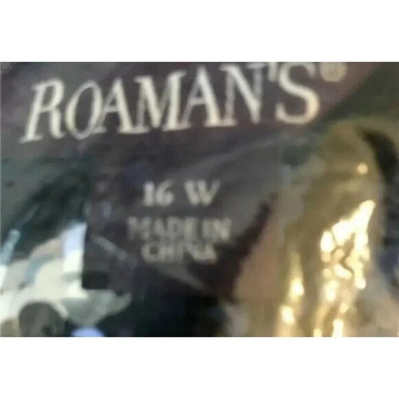 Roaman's 16W Navy Blue Metallic Changing Sequin V-Neck Lined Short Sleeve Blouse - Picture 5 of 5